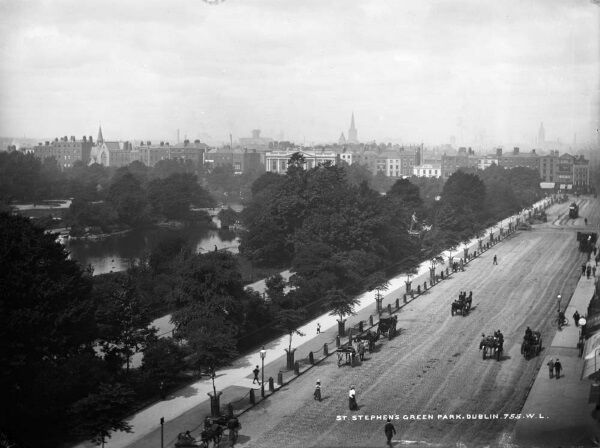 St Stephen's Green, where Nora Costigan found herself locked in as rebels took over at the start of the Rising on Easter Monday 1916 St Stephen's Green, where Nora Costigan found herself locked in as rebels took over at the start of the Rising on Easter Monday 1916