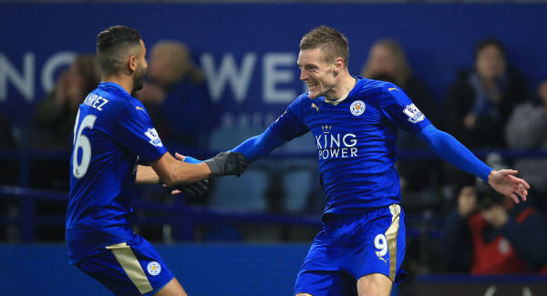 Leicester City stars Jamie Vardy and Riyad Mahrez