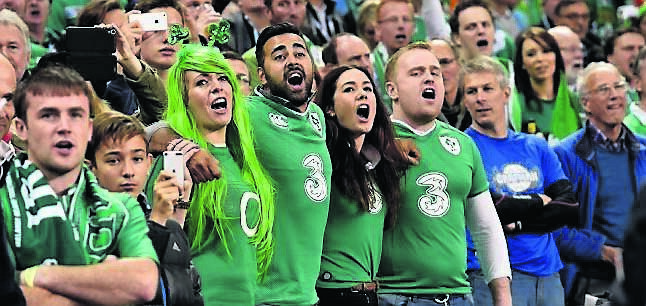Ireland supporters sing their heart out in Cardiff in the clash against Argentina. Picture: Patrick Browne Ireland supporters sing their heart out in Cardiff in the clash against Argentina. Picture: Patrick Browne