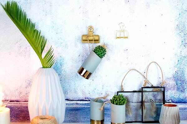 Take these planters up the wall on these witty brass bulldogs clips, or sit them formally on a desk in an odd numbered group. Ceramic, rope and metallic edging set a sophisticated mood, €75 each, www.madewithlovedesigns.co.uk Take these planters up the wall on these witty brass bulldogs clips, or sit them formally on a desk in an odd numbered group. Ceramic, rope and metallic edging set a sophisticated mood, €75 each, www.madewithlovedesigns.co.uk