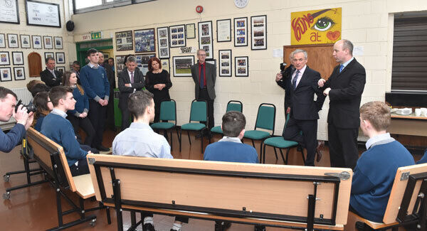 Education Minister Richard Bruton at Clonakilty Community College yesterday afternoon. Pictures: Dan Linehan