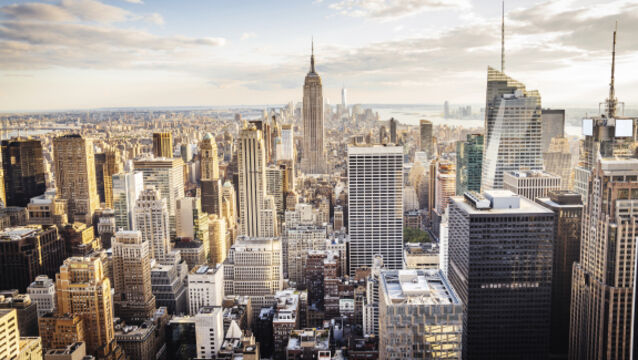 Checking out the bright lights of New York