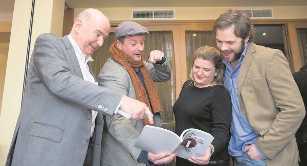 Irish Film Board chief James Hickey, ‘Handsome Devil’ director John Butler, the film’s producer Rebecca Flanagan, and one of its stars, Moe Dunford, at the launch of the Irish Film Board 2016 production catalogue in Dublin