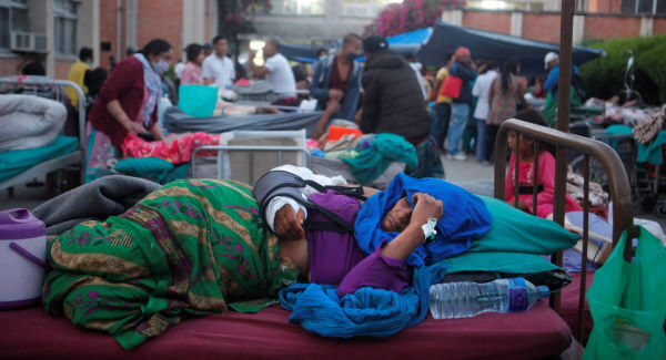 A field hospital set up in the aftermath of the 2015 earthquake.