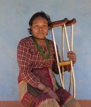 Ganga Maya Shrestha who broke her leg in the quake.