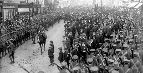 A British army First World War recruiting meeting at St Patrick’s Street, Cork, on October1, 1915