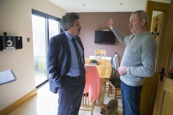 John Halligan speaking to Nick Prendergast at Cherrymount, Waterford City.