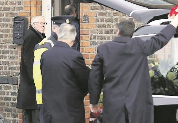 Former Sinn Féin Lord Mayor of Dublin Christy Burke arrives to offer his condolences to the family of Eddie Hutch yesterday