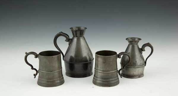 Two Irish Haystack measures by Austen and Son, North Main St, Cork and a pair of pewter tankards at James Adam tomorrow. Two Irish Haystack measures by Austen and Son, North Main St, Cork and a pair of pewter tankards at James Adam tomorrow.