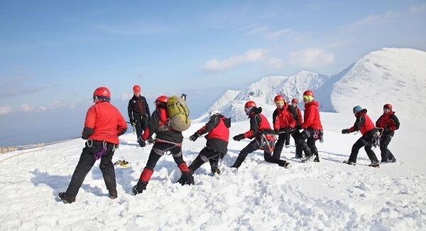 Piaras Kelly gives instruction on winter training techniques with the Kerry Mountain Rescue Team, on a special winter training exercise on Cnoc Toinne, MacGillycuddy’s Reeks, Co Kerry. Picture: Valerie O’Sullivan