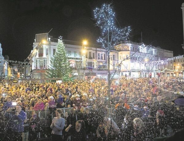 Some of the 8,000-strong crowd that gathered on St Patrick St, Cork City, as the Christmas lights were switched on. Cork City Council has spent an extra €15,000 on lights this year