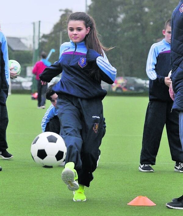 Chelsea Twomey puts her best foot forward at the workshop in the Mardyke Arena yesterday.