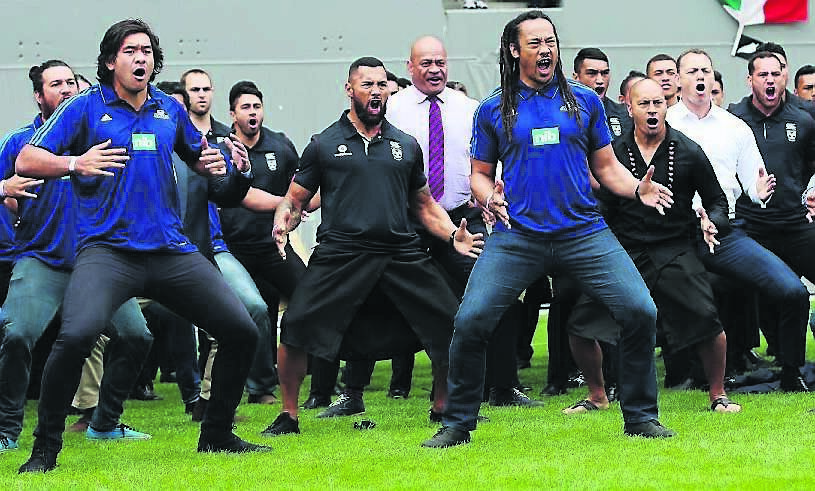 Former and current rugby and rugby league players Steven Luatua, Ruben Wiki, and Tana Umaga perform a haka at the public memorial for Jonah Lomu at Eden Park. Picture: Hannah Peters/Getty Images Former and current rugby and rugby league players Steven Luatua, Ruben Wiki, and Tana Umaga perform a haka at the public memorial for Jonah Lomu at Eden Park. Picture: Hannah Peters/Getty Images