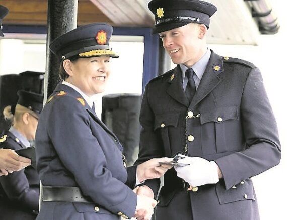 Garda Commissioner Noreen O’Sullivan with All-Ireland winning Tipperary hurling captain and Garda graduate Padraic Maher. Pic: Don Moloney