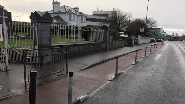 Some of the “flexible wands” that have been erected outside Raheen Church.