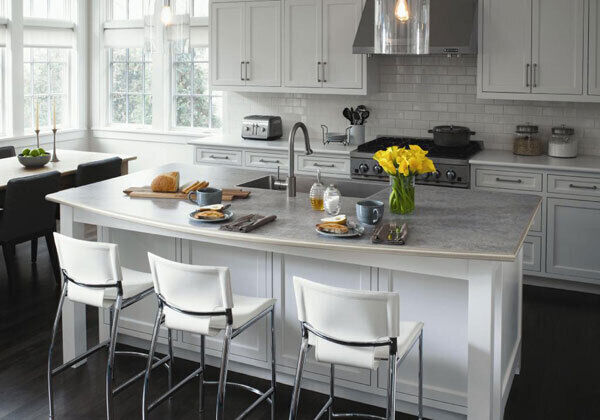 Concrete-effect kitchen counters from Formica Group.