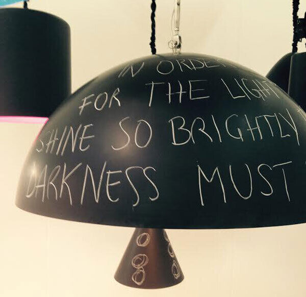 Hand-written pendant light on show at Tent during last month’s London Design Festival.