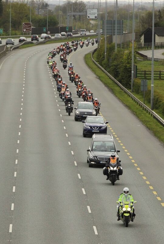 More than 200 motorcyclists escorted Aidan Lynam’s hearse back to Dublin in May 2015. Picture: Stephen Collins/Collins Photos