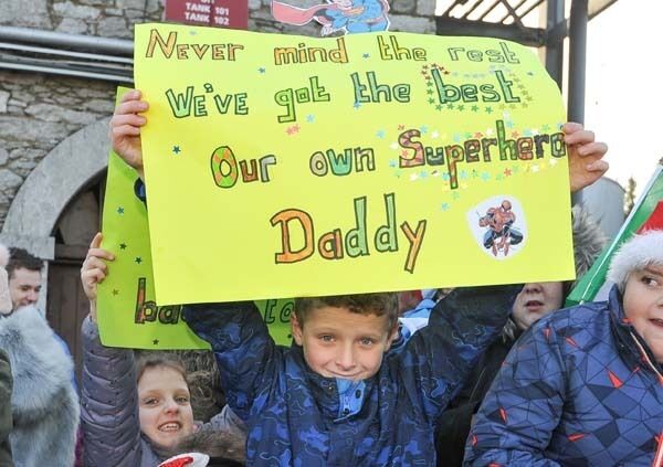 Liam Kirwan from Kinsale, Co. Cork, waiting for his dad Lt Cdr Darragh Kirwan, commander of the ship. Pic: David Keane.