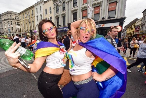 Donna Connell, Mayfield and Megan Magee, Cobh, at the Cork LGBT Pride Festival parade on St Patrick’s Street. Picture: John Allen Donna Connell, Mayfield and Megan Magee, Cobh, at the Cork LGBT Pride Festival parade on St Patrick’s Street. Picture: John Allen
