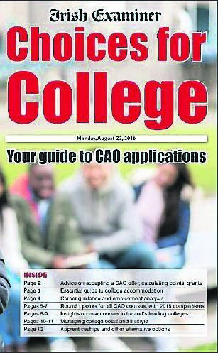 Choices for College supplement today provides analysis, advice and all CAO points.