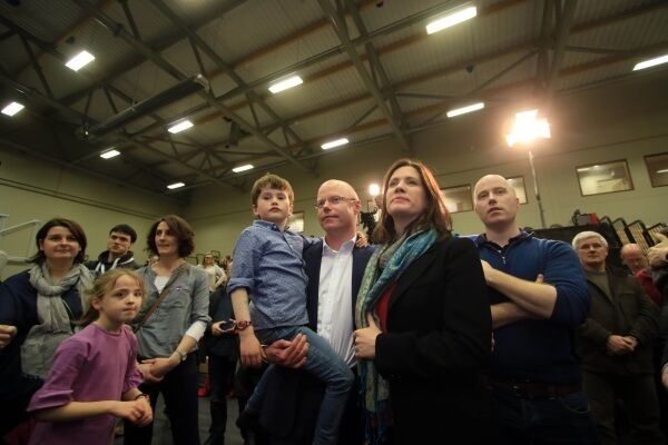 Stephen Donnelly with his family after his election at the Wicklow count centre, Greystones, Wicklow. Picture Nick Bradshaw