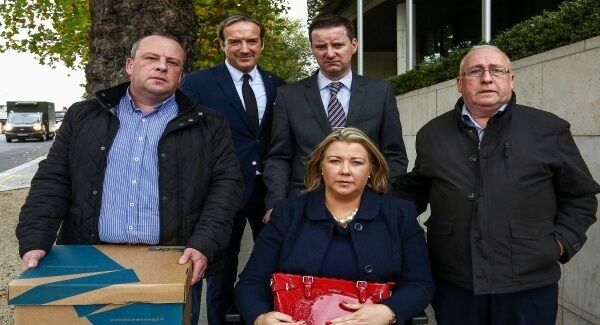 Gillian Treacy, centre, mother of Ciarán Treacy, 4, with from left, her brother Clifford Ryan, solicitor John Browne, husband Ronan Treacy and father Noel Ryan, outside court yesterday after the sentence appeal hearing for Finbarr O’Rourke, who was convicted of dangerous driving causing the death of her four-year-old son. Picture: Courtpix Gillian Treacy, centre, mother of Ciarán Treacy, 4, with from left, her brother Clifford Ryan, solicitor John Browne, husband Ronan Treacy and father Noel Ryan, outside court yesterday after the sentence appeal hearing for Finbarr O’Rourke, who was convicted of dangerous driving causing the death of her four-year-old son. Picture: Courtpix