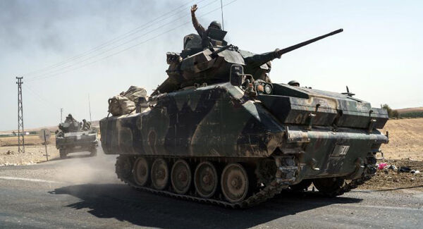 Turkish troops return from the Syrian border, in Karkamis. Turkish troops return from the Syrian border, in Karkamis.