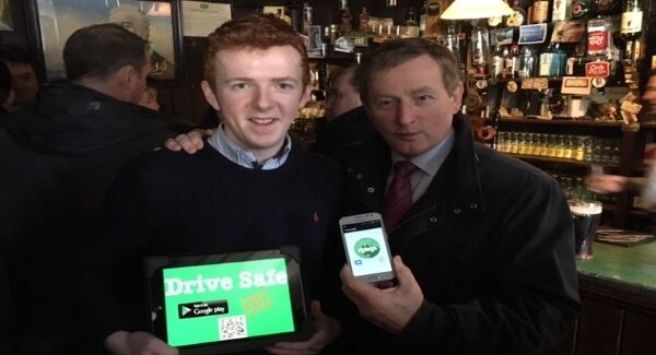 Creator of Drive Safe Andrew Irwin with Enda Kenny