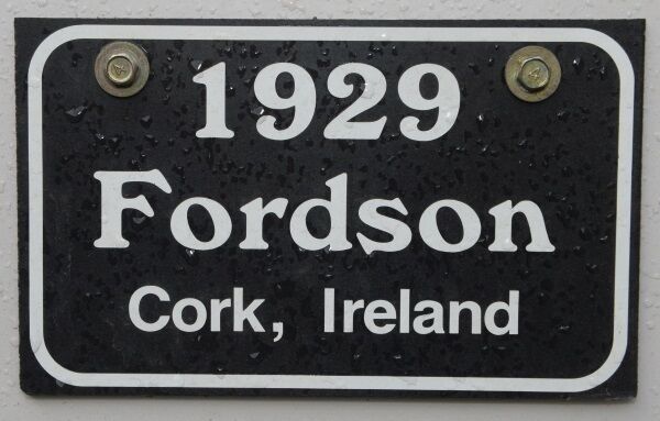 The plate on a Cork-made Fordson. The plate on a Cork-made Fordson.
