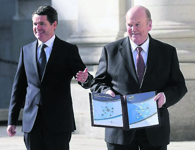 Public Expenditure Minister Paschal Donohoe and Finance Minister Michael Noonan launch Budget 2017. Picture: Laura Hutton/Collins