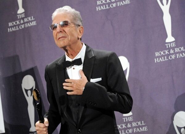 Leonard Cohen poses after being inducted into the Rock & Roll Hall of Fame in New York. Picture: AP Photo/Evan Agostini, File