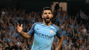 Sergio Aguero stars as Manchester City rain goals