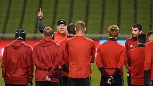 Georgia captain Guram Kashia looks to tackle Ireland’s set-piece threat