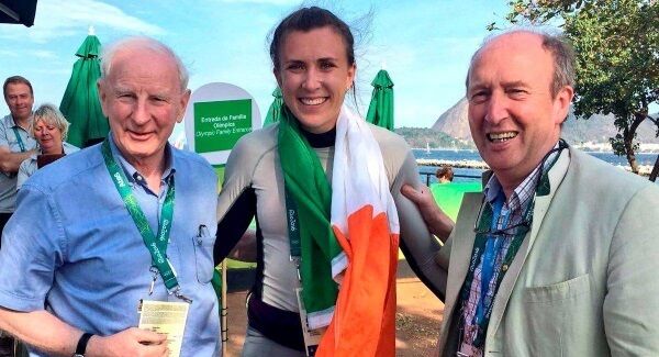 Olympic sailing silver medallist Annalise Murphy with disgraced OCI president Pat Hickey and Sports Minister Shane Ross