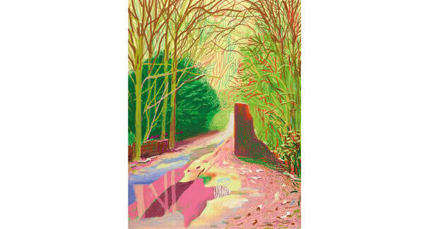 David Hockney’s ‘The Arrival of Spring in Woldgate, East Yorkshire in 2011’ — iPad drawing printed on four sheets of paper (46½” x 35” each), mounted on four sheets of Dibond Edition of 10 93 x 70” overall. Pictures: Richard Schmidt David Hockney’s ‘The Arrival of Spring in Woldgate, East Yorkshire in 2011’ — iPad drawing printed on four sheets of paper (46½” x 35” each), mounted on four sheets of Dibond Edition of 10 93 x 70” overall. Pictures: Richard Schmidt