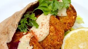 Velvety hummus and crunchy falafels look good and taste great
