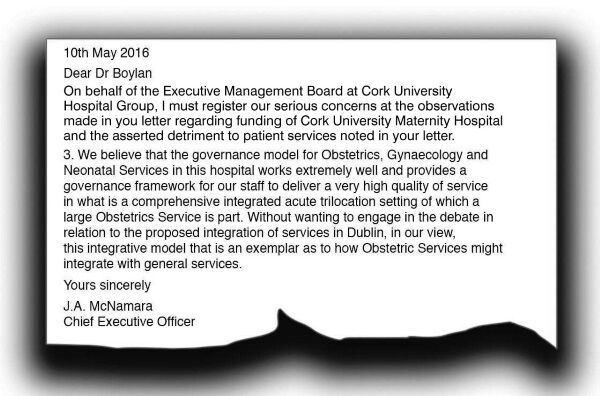 Letter from Tony McNamara, CEO of CUH, to Dr Peter Boylan challenging his claim in the ‘Irish Times’ (April 27) that CUMH suffered budget cuts to the detriment of patients on account of being part of a wider hospital group. He argues the CUH/ CUMH model is ‘an exemplar’.
