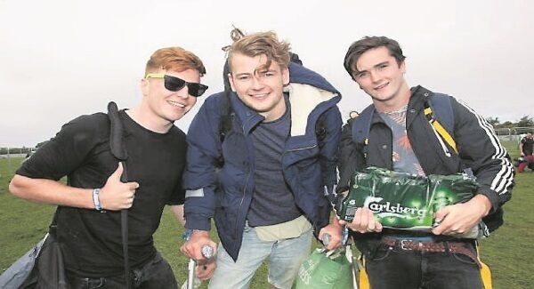 Simon Rowe, Hugo O’Neill, and Louis Noone from Shankill, Dublin, at the Electric Picnic in Stradbally, Co Laois.