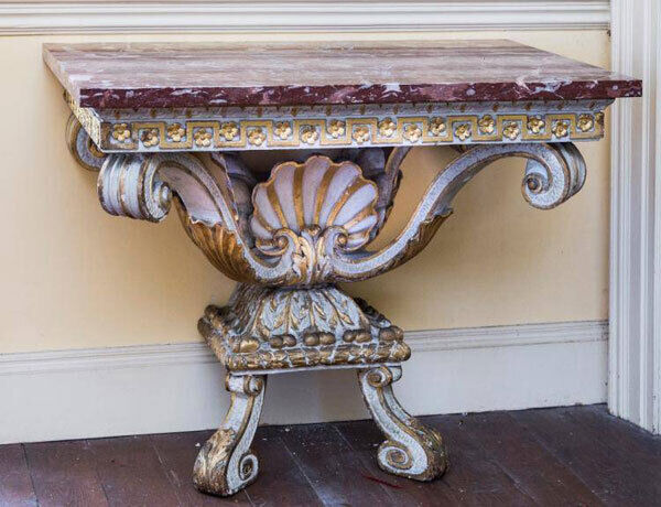 One of a pair of 18th century gilt console tables which sold for €145,000 at Mealy’s auction at Kilfane, on Tuesday. They had been estimated at €8,000-€12,000.