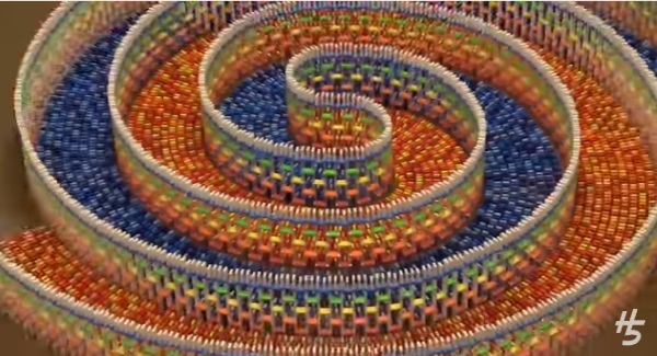 Watch this 15,000 piece domino structure collapse