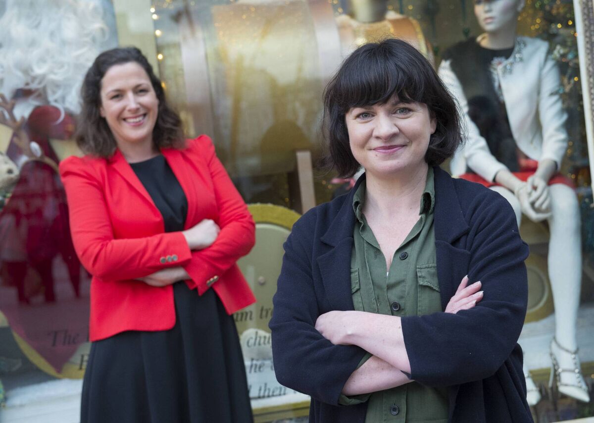 Ciara McDonnell with display artist, Hilda Hennessy, who says Cork Brown Thomas has one of the finest frontages in Europe.