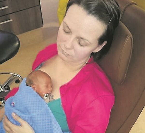 Ashling holding Jacob at the hospital Ashling holding Jacob at the hospital