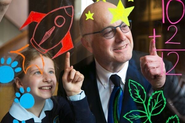 Rebecca Fagan, fourth-class student at Guardian Angels NS, Blackrock, Co Dublin, with Prof Mark Ferguson, director general of Science Foundation Ireland and chief scientific adviser to the Government, who announced the recipients of the organisation’s Discover Science and Maths Award. Rebecca Fagan, fourth-class student at Guardian Angels NS, Blackrock, Co Dublin, with Prof Mark Ferguson, director general of Science Foundation Ireland and chief scientific adviser to the Government, who announced the recipients of the organisation’s Discover Science and Maths Award.
