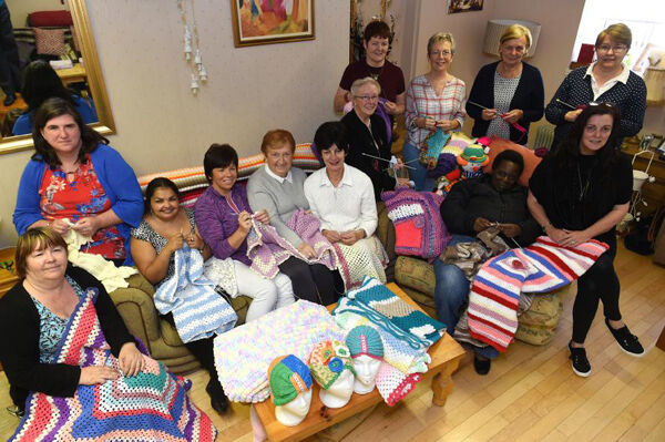 KNIT AND NATTER: Knitters and crocheters at The Girls’ Club, at their premies at 26 St Paul’s Avenue, Cork. Picture: Larry Cummins