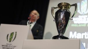 The Women’s Rugby World Cup trophy.
