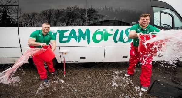 Jordi Murphy and Sean Cronin launch the Vodafone #TeamOfUs Bus competition. Vodafone is giving 16 people a #TeamOfUs experience with tickets for Ireland v England in Aviva Stadium and to travel to the game on the #TeamOfUs Bus with Ireland players Jordi Murphy and Sean Cronin. See the Vodafone Ireland Facebook page for details.