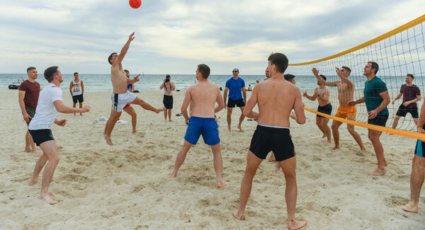 the Ireland International Rules squad play a game of beach volleyball in Adelaide the Ireland International Rules squad play a game of beach volleyball in Adelaide