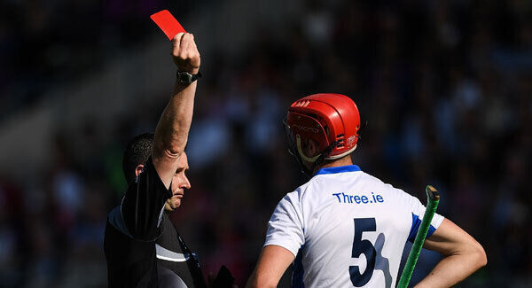 Tadhg de Búrca getting a red card in the All-Ireland quarter-final. Tadhg de Búrca getting a red card in the All-Ireland quarter-final.