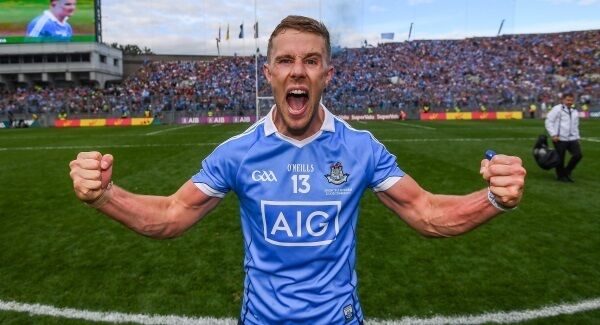 Dublin’s Paul Mannion celebrates after the All-Ireland final at Croke Park yesterday. Picture: Stephen McCarthy/Sportsfile